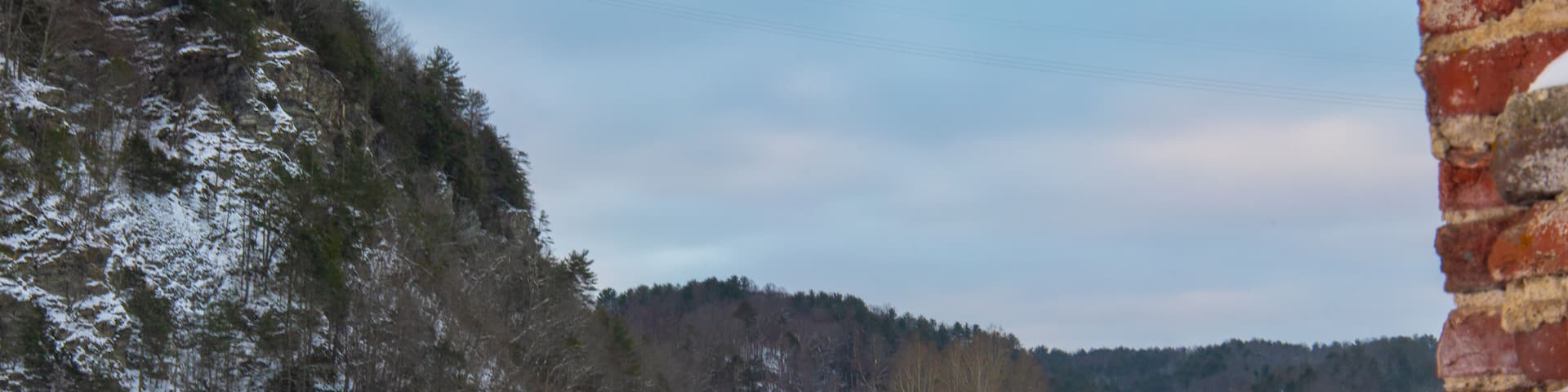 Old mill and dam in Fries, VA in winter
