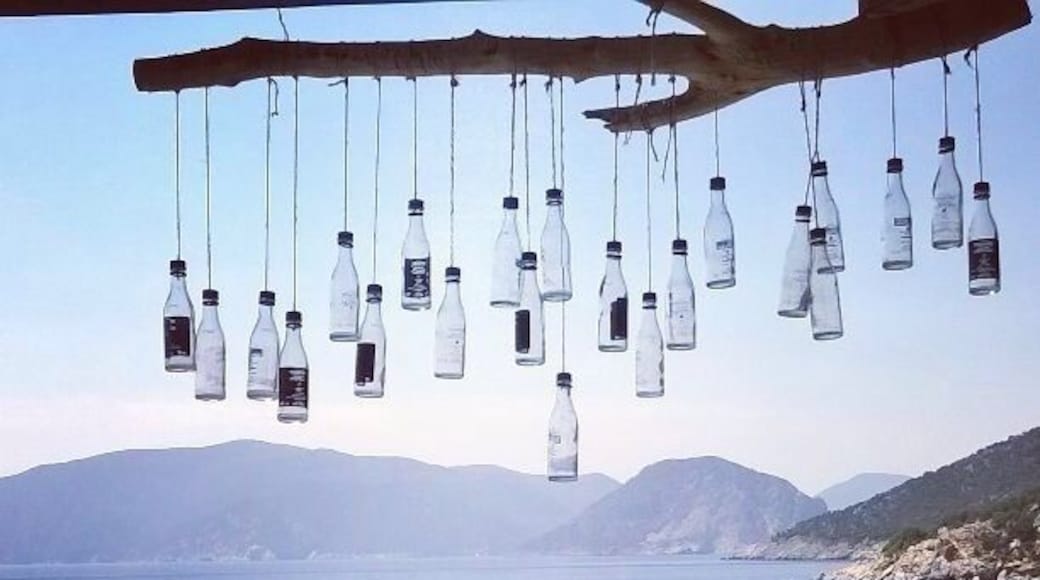 Tavern over the blue sea. Greek salad and beer. #allweseeisthesea