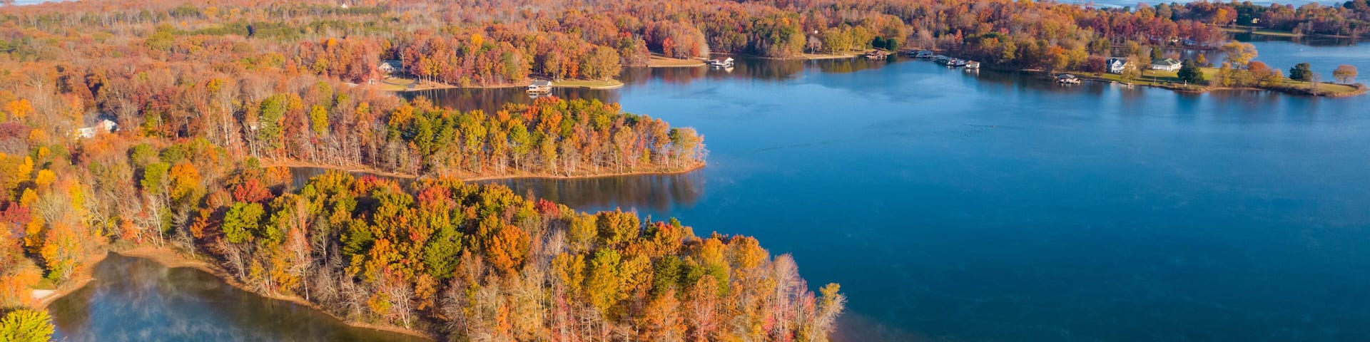 Aerial Drone View of a Foggy Lake Anna in Virginia