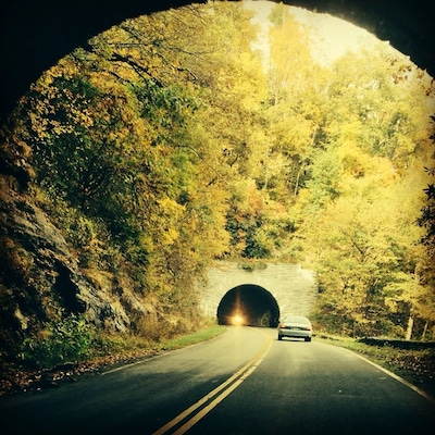Blue Ridge Parkway in North Carolina searching for tunnel trolls....