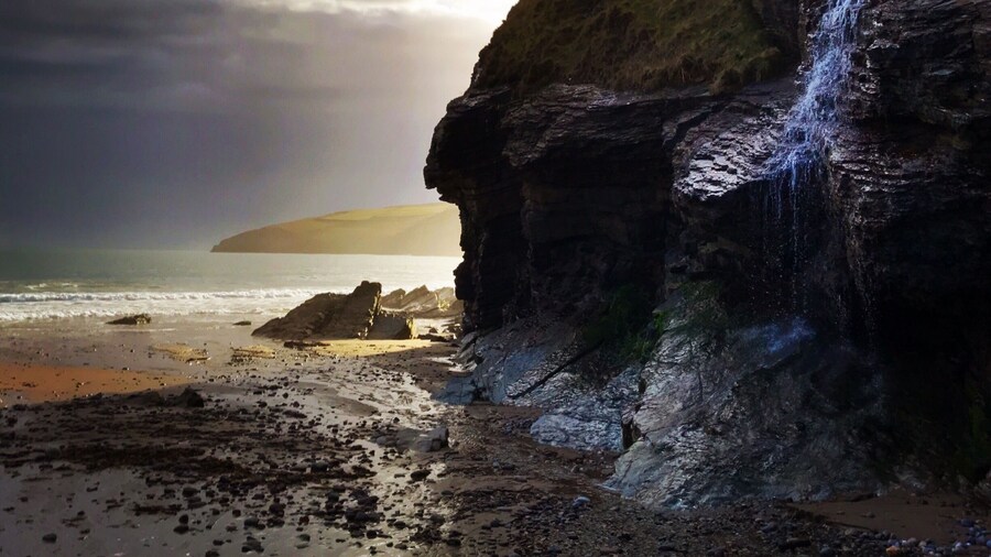 Dramatic evening light on the southern tip of the Llyn Peninsula, North Wales