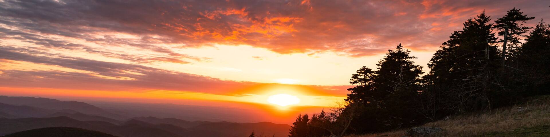 Camping on the Appalachian Trail at Whitetop Mountain, Virginia at Sunset