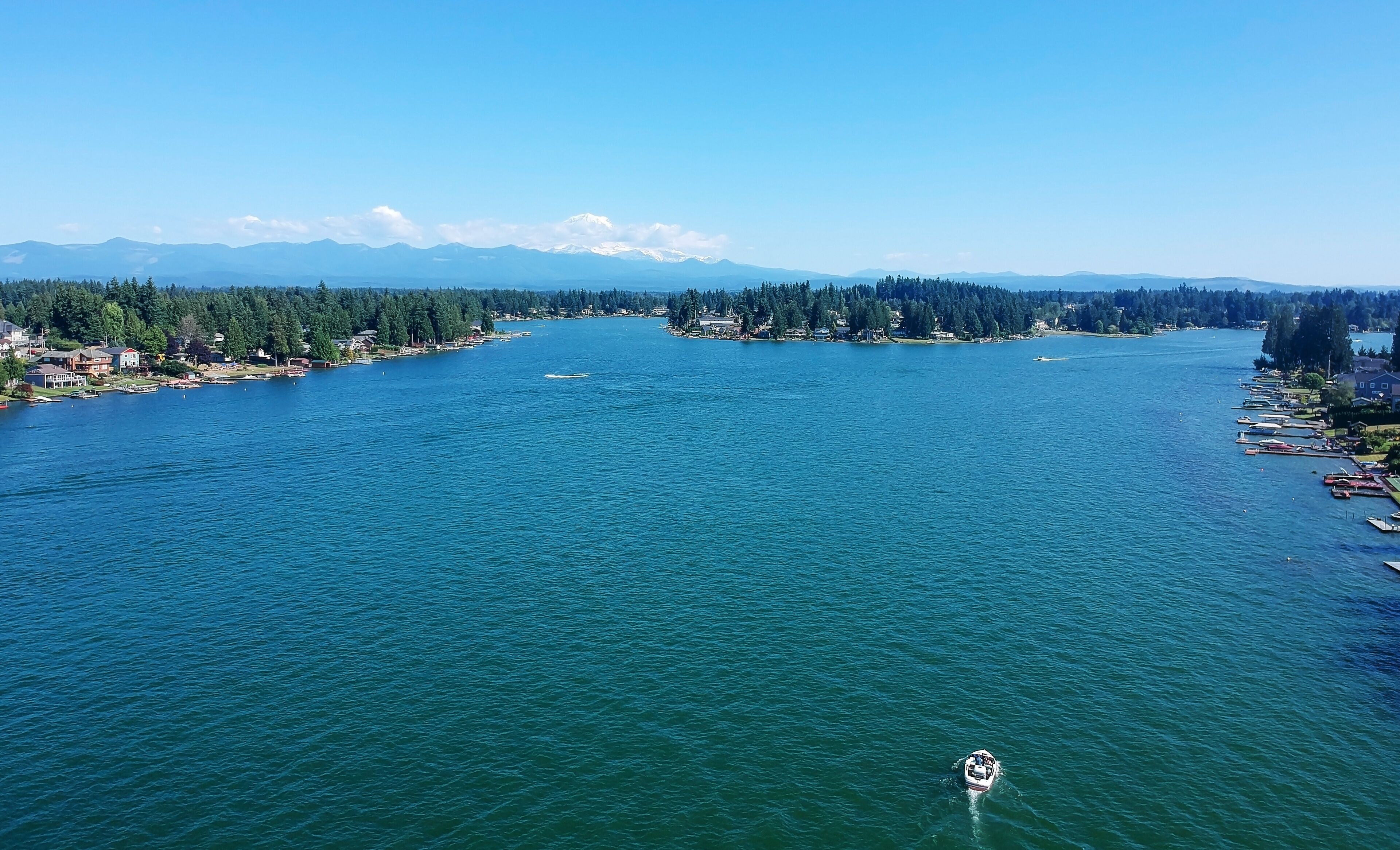 Man Made Lake Tapps on a beautiful summer day in Bonney Lake Washington
