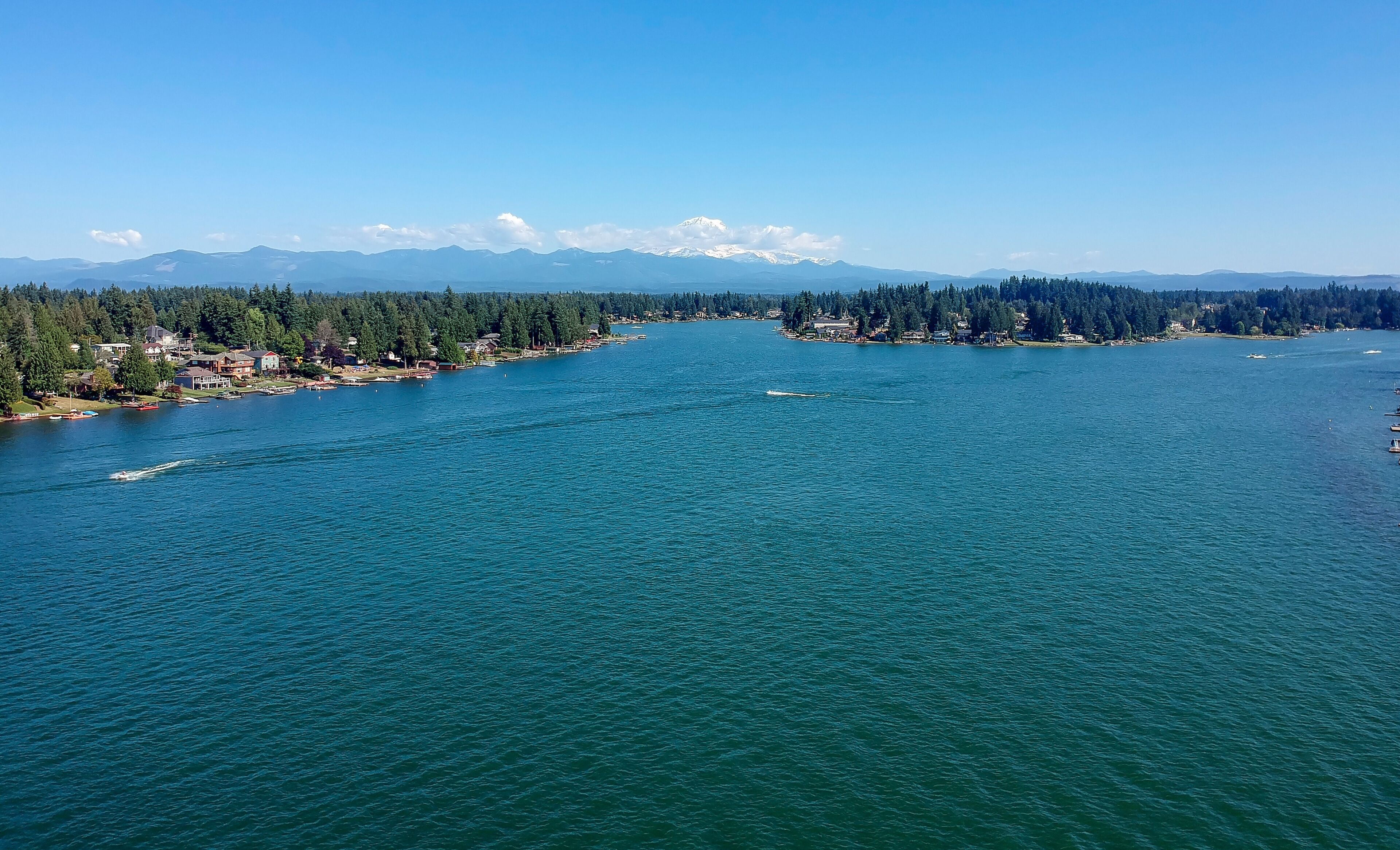 Man Made Lake Tapps on a beautiful summer day in Bonney Lake Washington