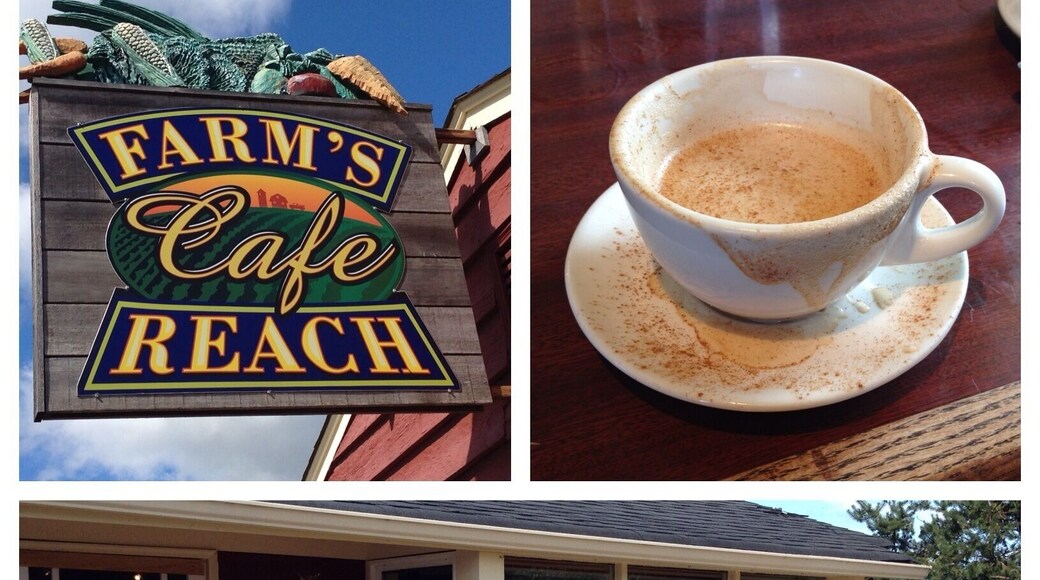 Great little cafe with tables inside & out, ingredients from six local farms, and beautiful photos of farm life around the walls. The burritos and cookies both look yummy.