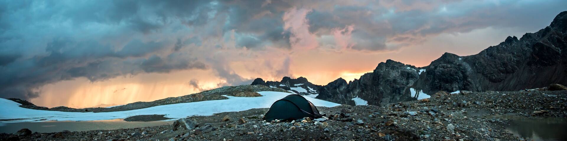 Tent after a storm in the Glacier Peak Wilderness area.