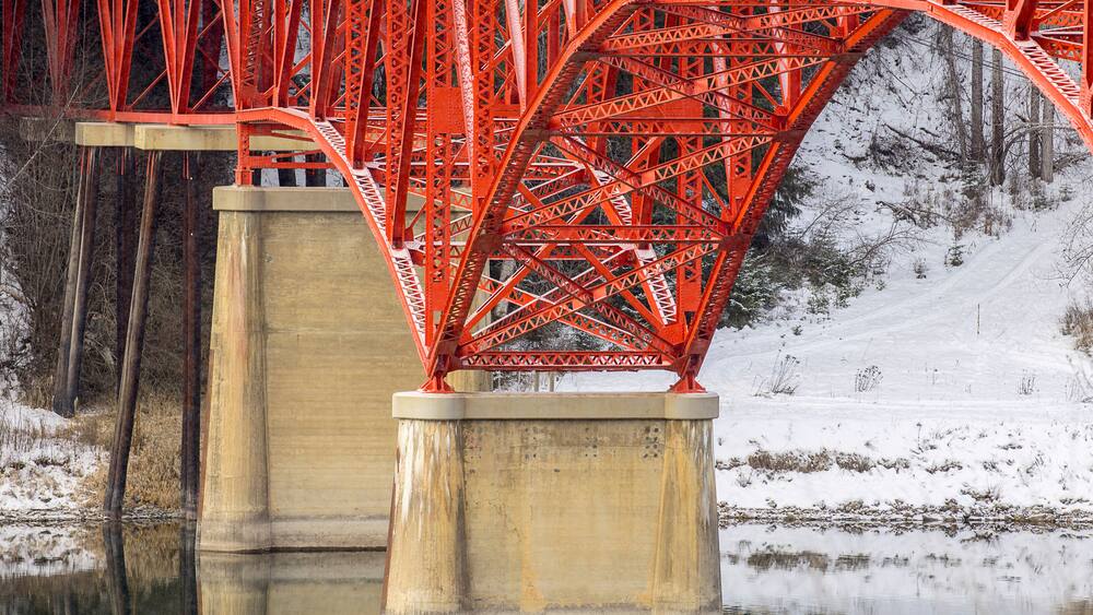 The structure under a road bridge.