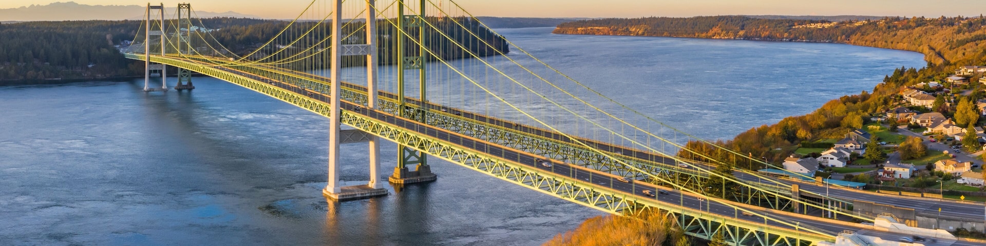 Narrows bridge in Tacoma Washington during late fall