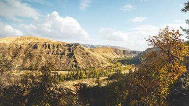 Canal in the hills overlooking a river in Yakima