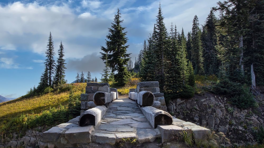 Stone bridge on Naches Peak Trail, Chinook Pass Washington