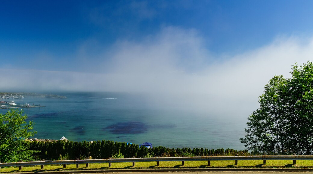Fog Rolls into Sekiu a Fishing Village along the Strait of Juan de Fuca in Washington State