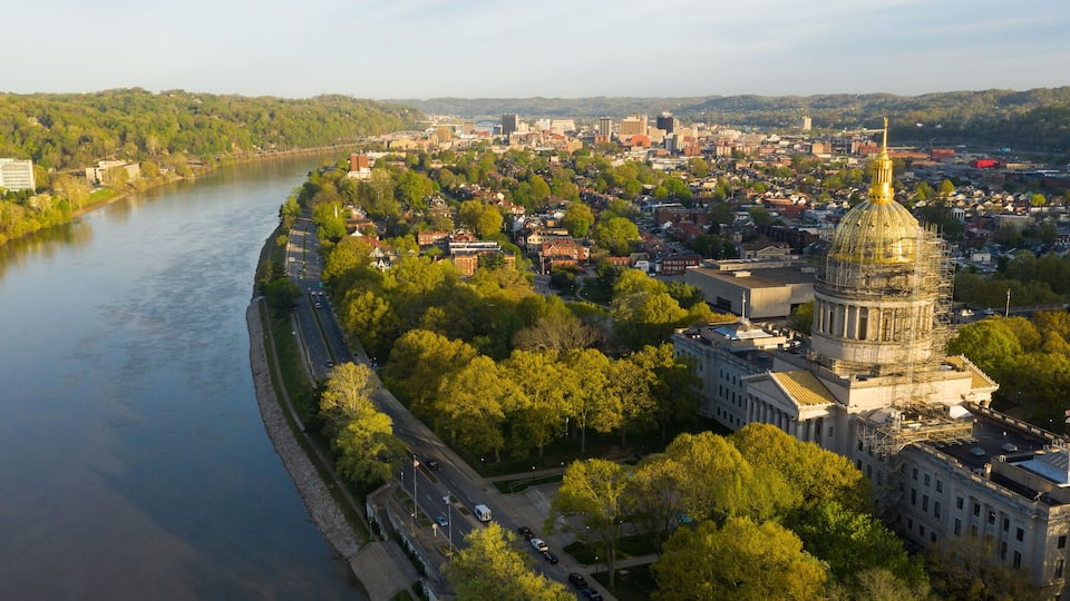 Long Panoramic View Charleston West Virginia Capitol City