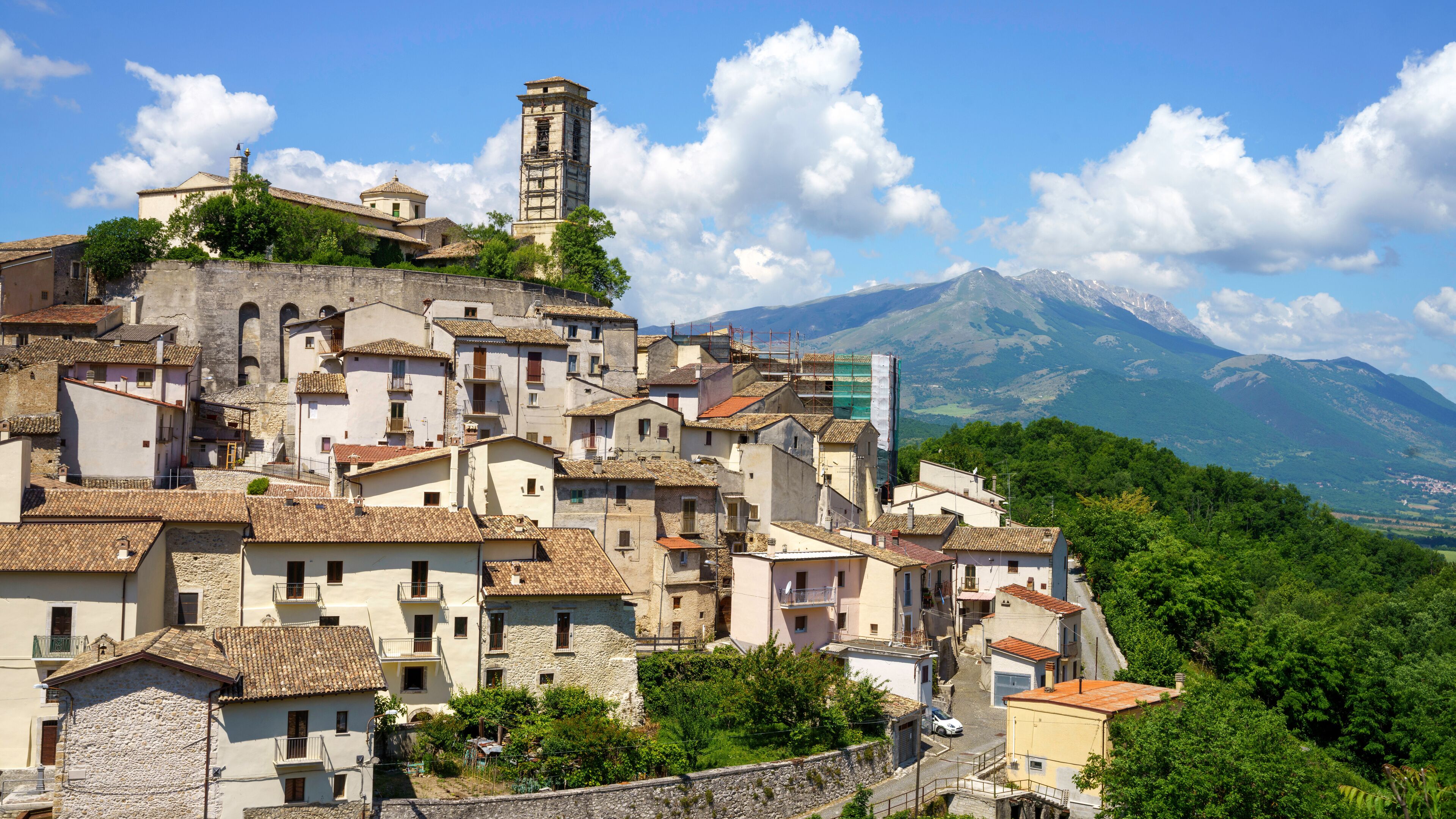 Landscape of Valle Peligna, Abruzzo, view of Goriano Sicoli
