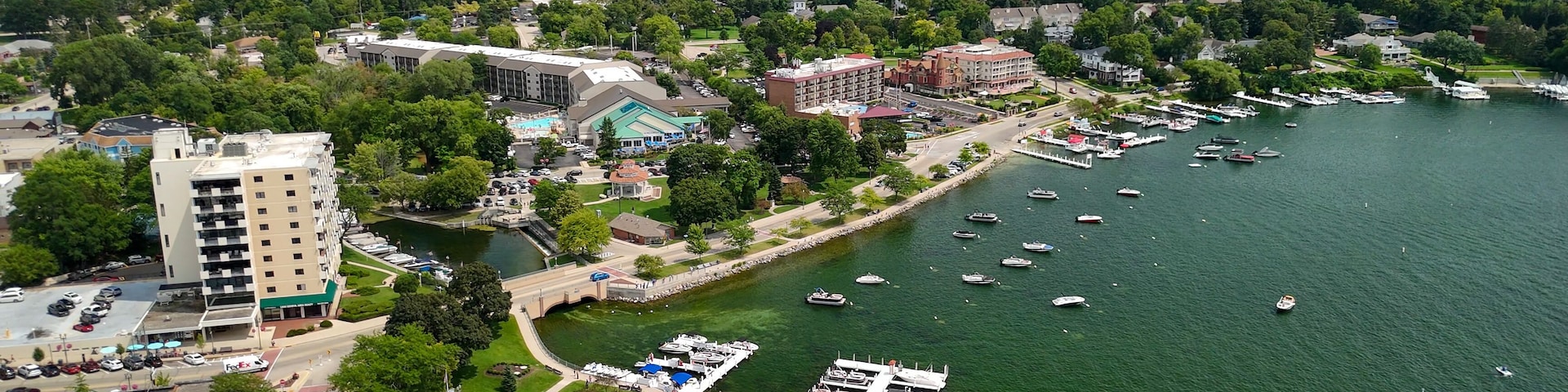 Aerial view of Lake Geneva, Wisconsin - USA
