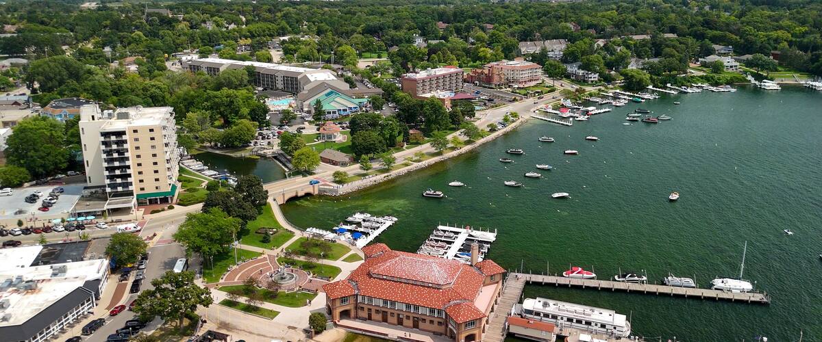 Aerial view of Lake Geneva, Wisconsin - USA