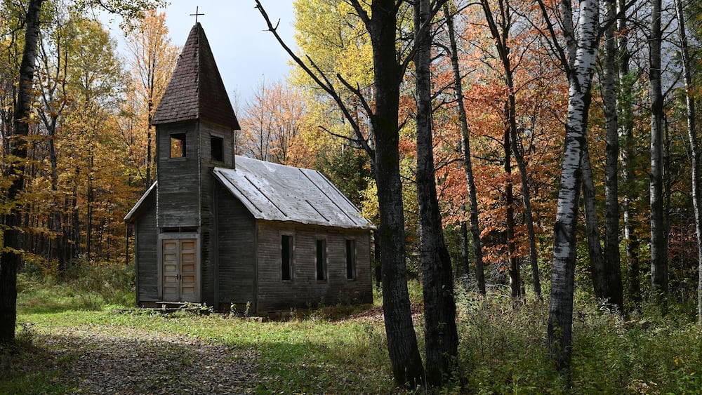 Estonian Evangelical Martin Luther Church during autumn season, Gleason, Wisconsin, United States
