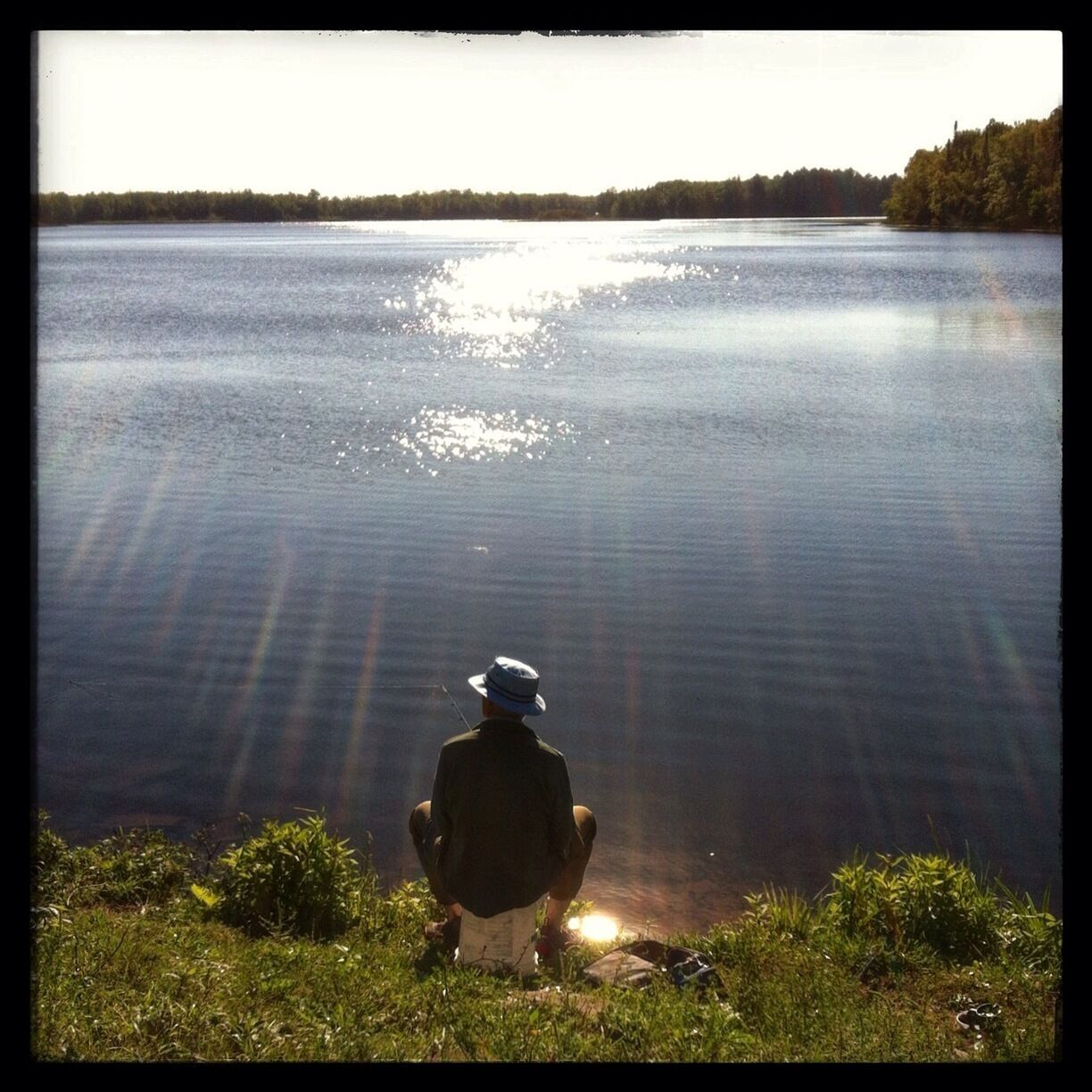 A beautiful spot to camp, fish, hike and just enjoy nature.  Or catch some rays like this fisherman was doing.