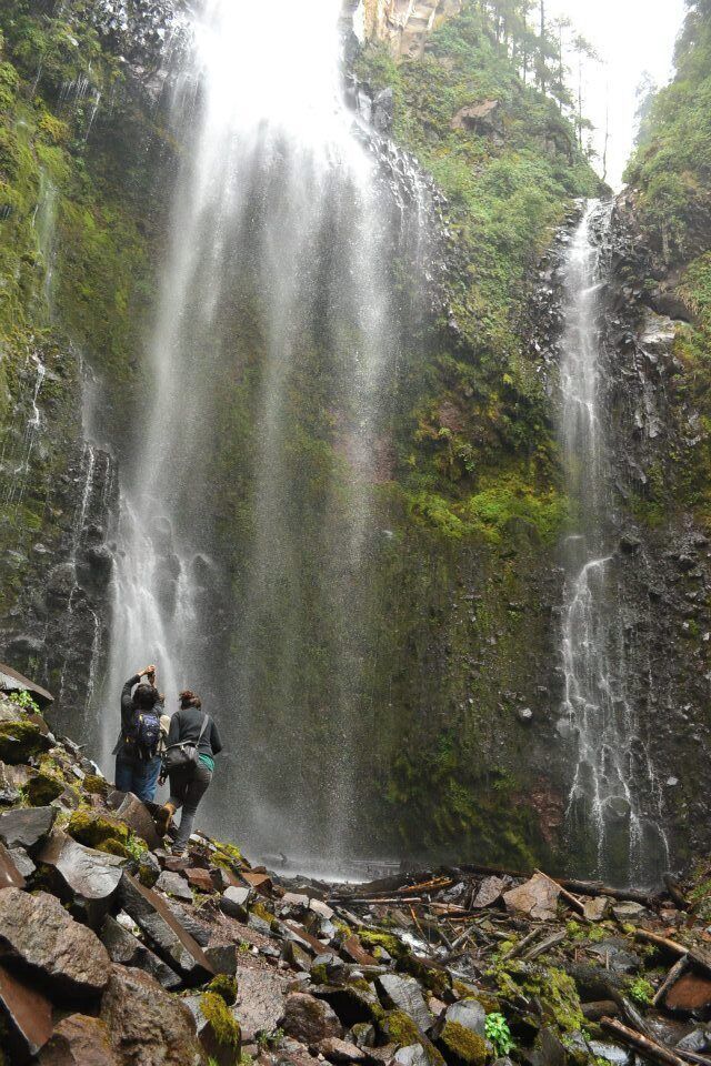 Reaching the bottom of the Diamantes' Waterfall, after long and beautiful trek.