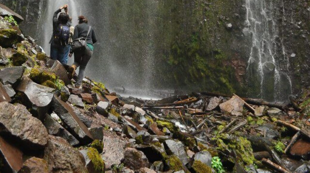 Reaching the bottom of the Diamantes' Waterfall, after long and beautiful trek.
