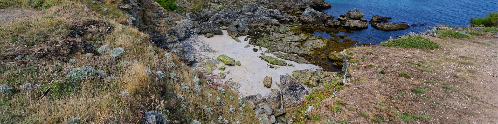 Paysage du littoral à la Pointe des Poulains à Belle-Île-en-Mer, dans le Morbihan, France