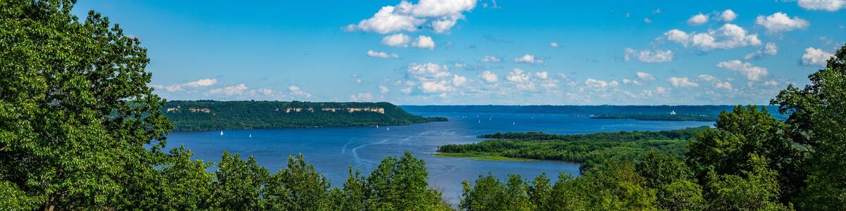 View of Lake Pepin in the Mississippi River from Frontenac State Park in Minnesota