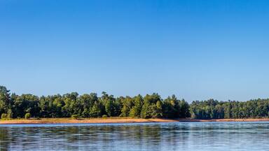 Rainbow Flowage in northern Wisconsin at the end of August with the water drawn down.