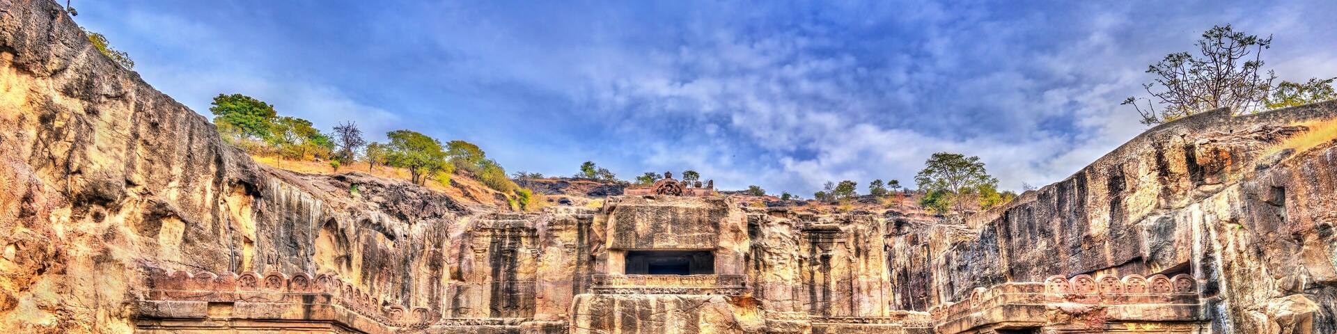 The Kailasa temple, the biggest temple at Ellora Caves. UNESCO world heritage site in Maharashtra, India
