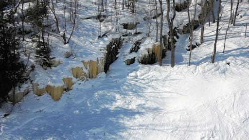 Some great icicle formations are visible from a chairlift at Whitecap.
