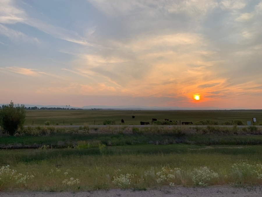 Sunset in rural Wyoming near Big Piney.