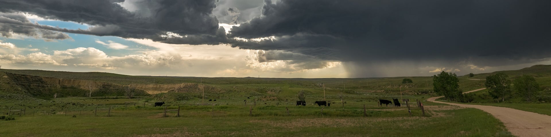 A severe thunderstorm moves over the high plains of eastern Wyoming, United States of America.