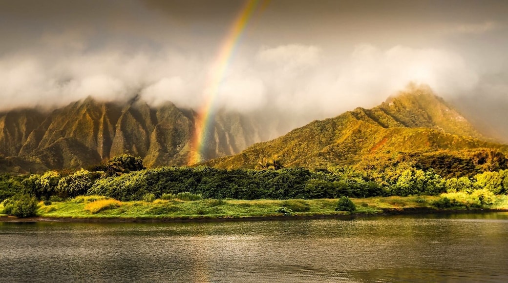 Rainbow morning #green. #☁️ #⛰ #☀️ #🌊 #☀️ #👋 #🙇 #spring #landscape #sky #water #travel #river #clouds #tree #cloud #mountain #summer #outdoor #forest #environment #waterfall #park #outdoors #scenic #rock #tourism #summer #flower #plant