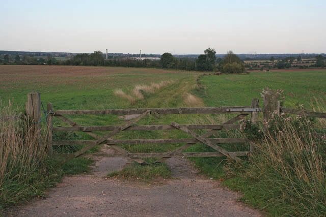 Farmland on the edge of Desford. The industrial buildings are on Desford Lane, Newtown Unthank, SK4904