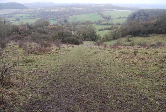 Looking along the Hangers Way down Oakshott Hanger