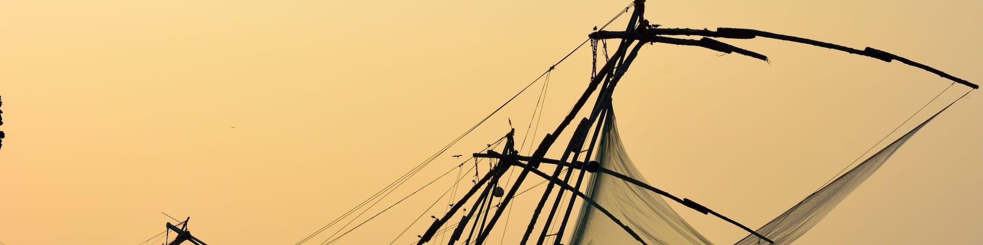 Fishing nets on a pier.