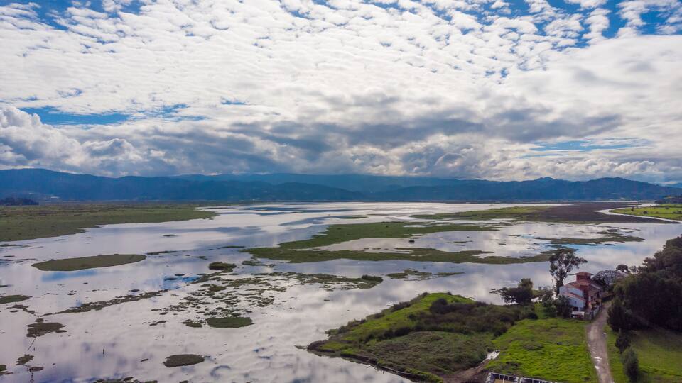 The Fúquene Lagoon is a freshwater body of water located in the town of Fúquene, between the departments of Cundinamarca and Boyacá