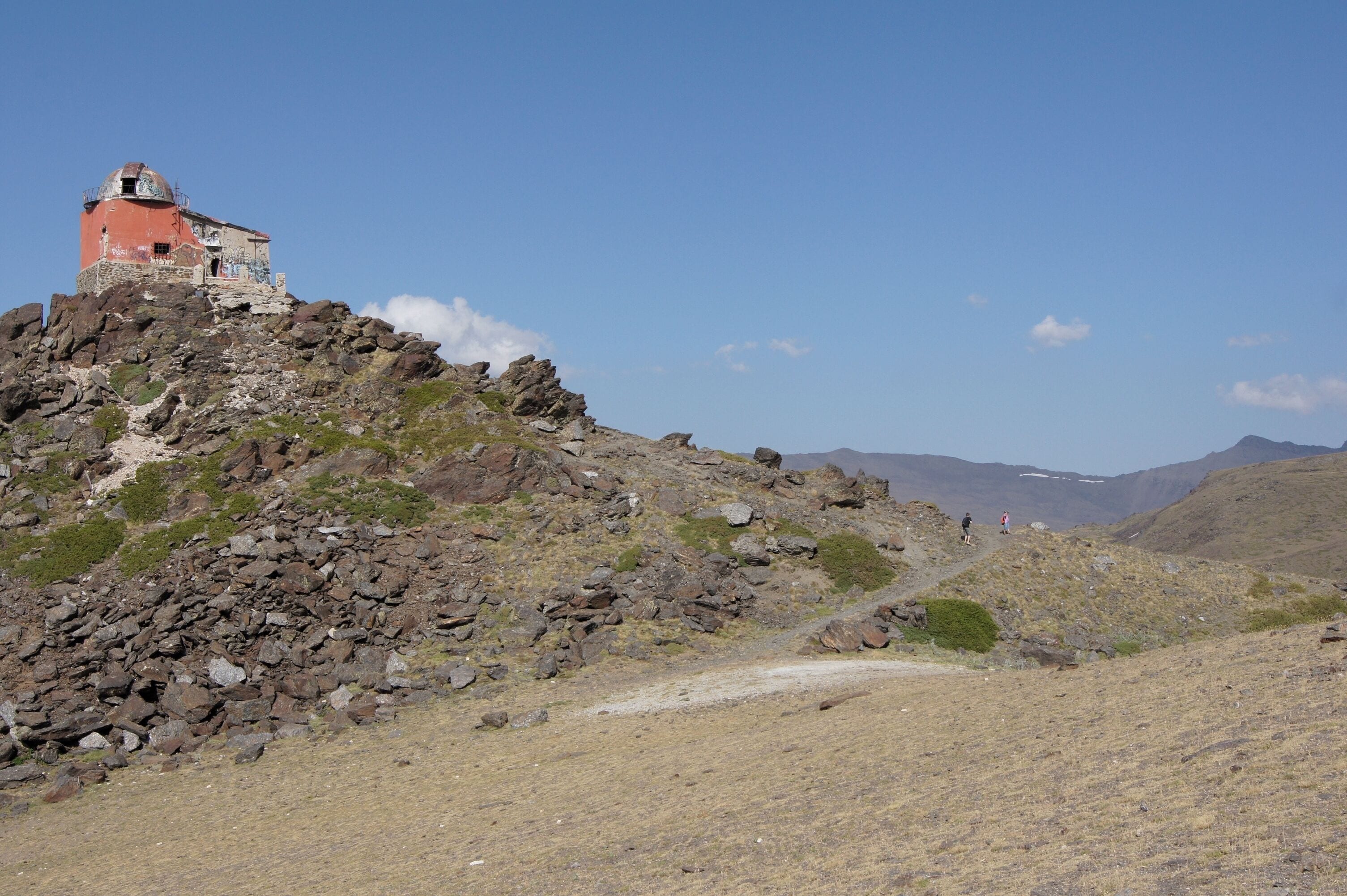 The old building of the former Mohon del Trigo observatory, above Pradollano, Sierra Nevada, Andalusia, Spain.