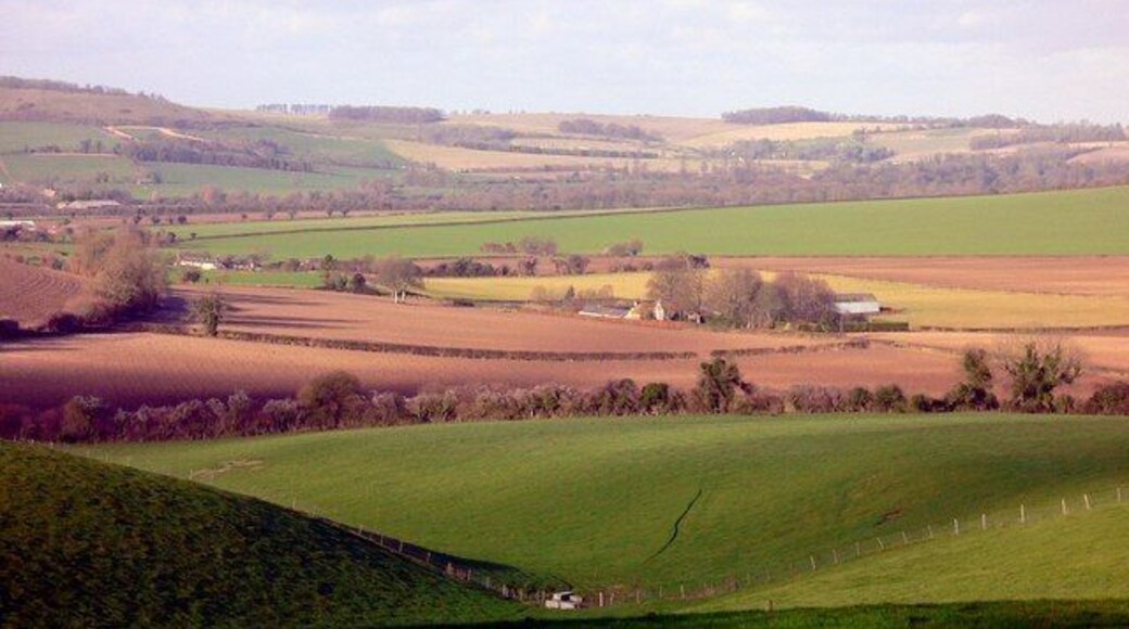 Stocks and Harvestgate Valley The valley above Meonstoke is mainly of Stocks and Harvestgate Farms. This photo is taken from the road above Beech Hill in winter