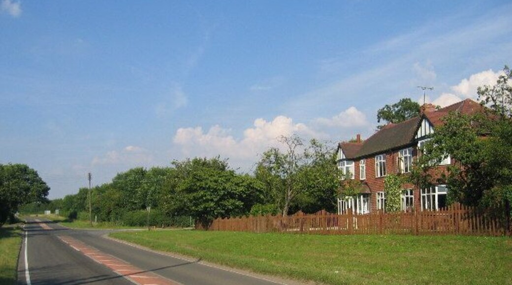 Waverley crossroads. Looking north along the Leamington - Leicester road.