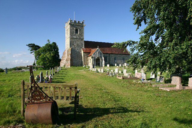 Creeting St Mary Church. There used to be two churches on this hill - the other being 'All Saints'. This was demolished in 1801 and was situated close to where this photo was taken.