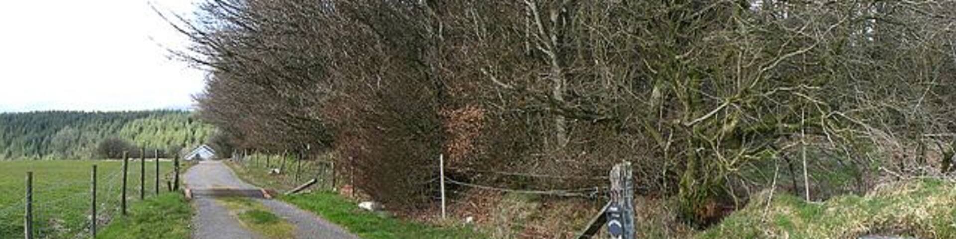A rural road with a sign reading "Rudolf".