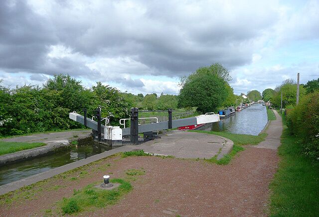 Wheaton Aston Lock, Staffordshire. This is on the Shropshire Union Canal, opened in 1835, and engineered by Thomas Telford. The lock alters the water level by seven feet (just over two metres).