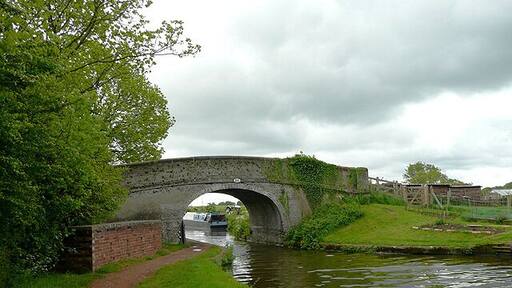 Wheaton Aston Bridge, Staffordshire. This is bridge No 18 on the Shropshire Union Canal, which was opened in 1835 as the Birmingham and Liverpool Junction Canal, engineered by Thomas Telford.