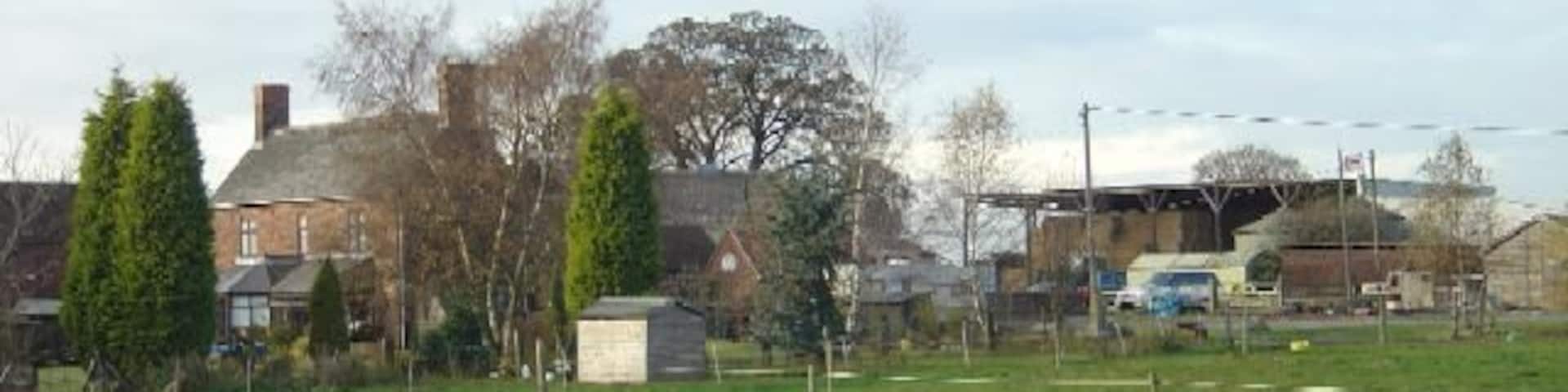 Swingate Farm from the Robin Hood Way The fields surrounding this farm have largely been divided into paddocks for grazing horses. It is not clear whether the establishment is a breeding farm or simply acts as a livery facility for horseowners.