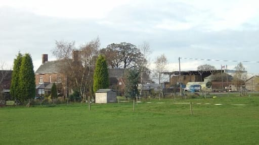 Swingate Farm from the Robin Hood Way The fields surrounding this farm have largely been divided into paddocks for grazing horses. It is not clear whether the establishment is a breeding farm or simply acts as a livery facility for horseowners.