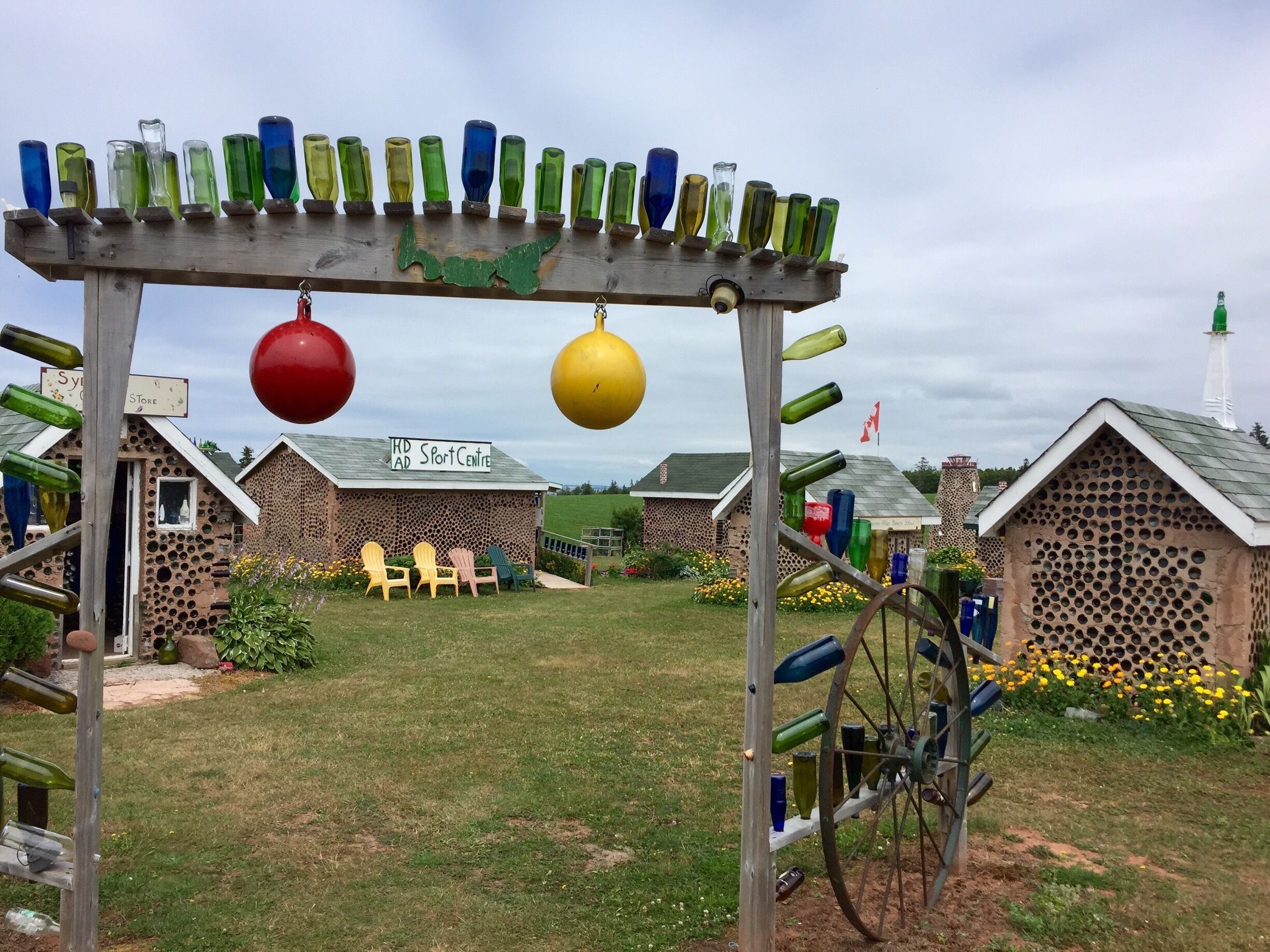 A village made of glass bottles done as a fund raiser for the local hospital. 