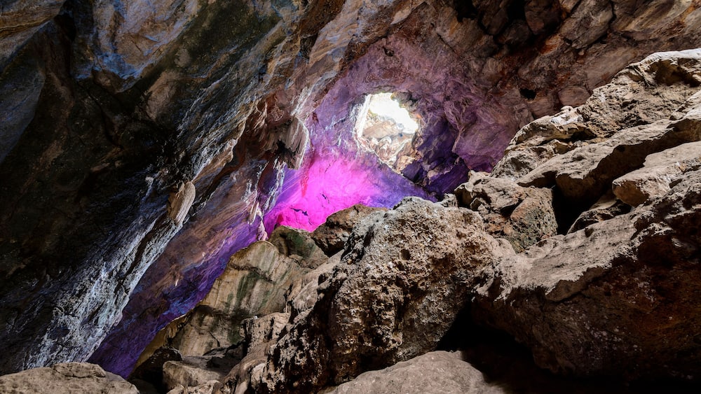The colorful Borra Caves are loacted on the East Coast of India