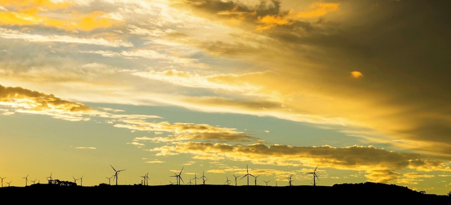 Great sunset over the wind farm.