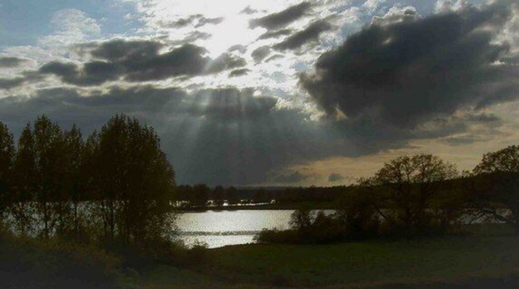 Shafts of sunlight break through over Rutland Water From Barnsdale.