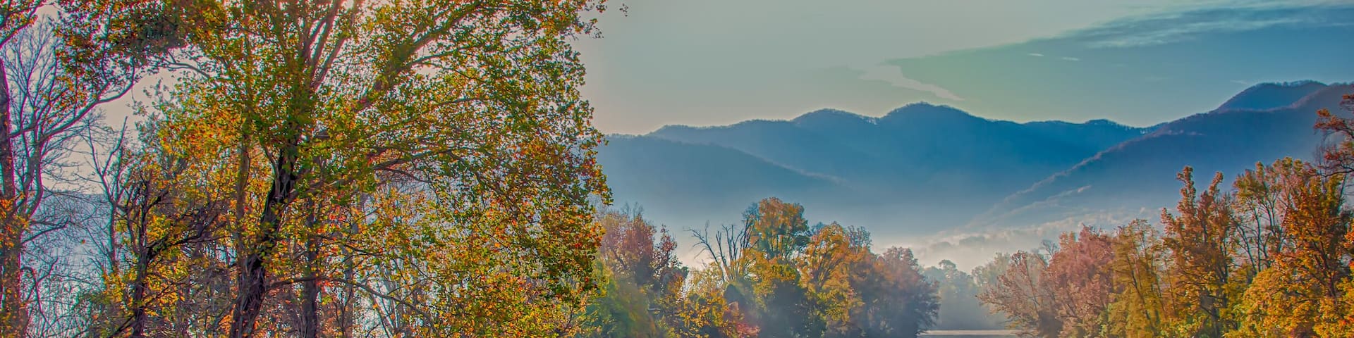 Reflactions on a foggy fall morning on the Nolichucky River in Tennessee