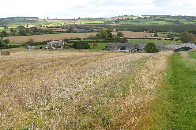 One bale left Field near Elvastone Farm, harvested with just one bale of straw left for collection.